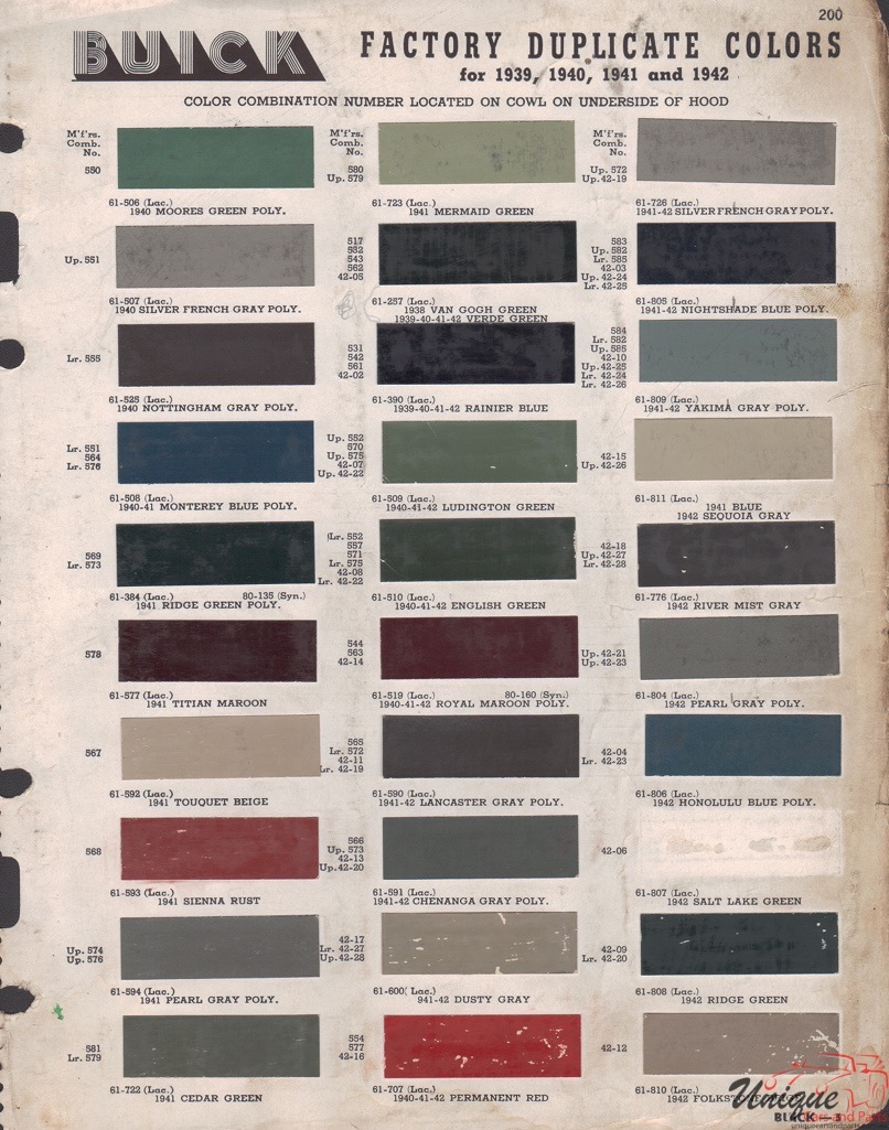 1942 Buick Paint Charts Martin-Senour 2